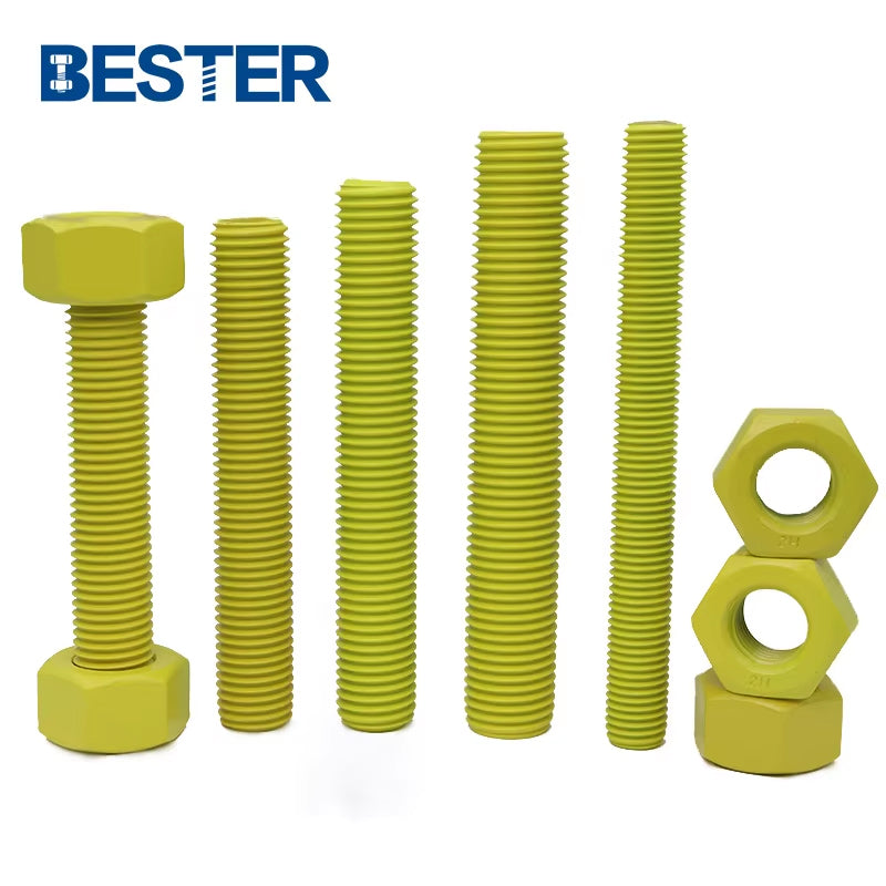 Auto Parts Fastener M13 M20 M64 PTFE Coated A193 B7 B7m Double End Threaded Stud Rod Bolts