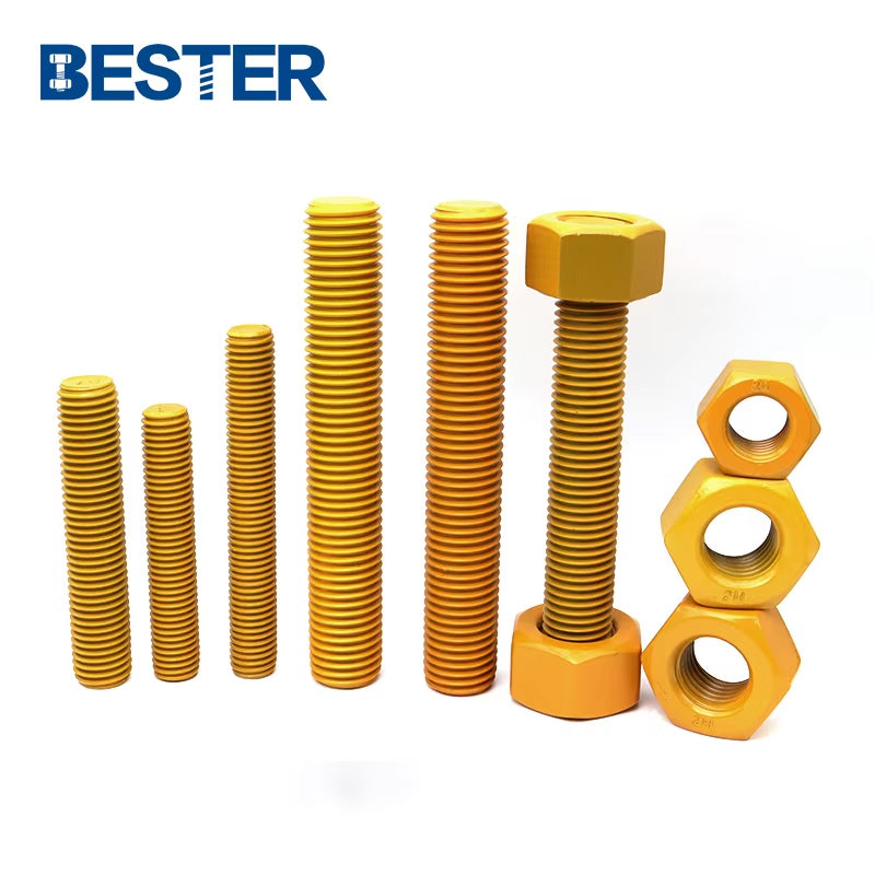 2025 Hot Sale ASTM A193 B7 Xylan PTFE Coated Stud Bolt with Heavy 2H Nuts 2025 Hot Sale B7 Studs