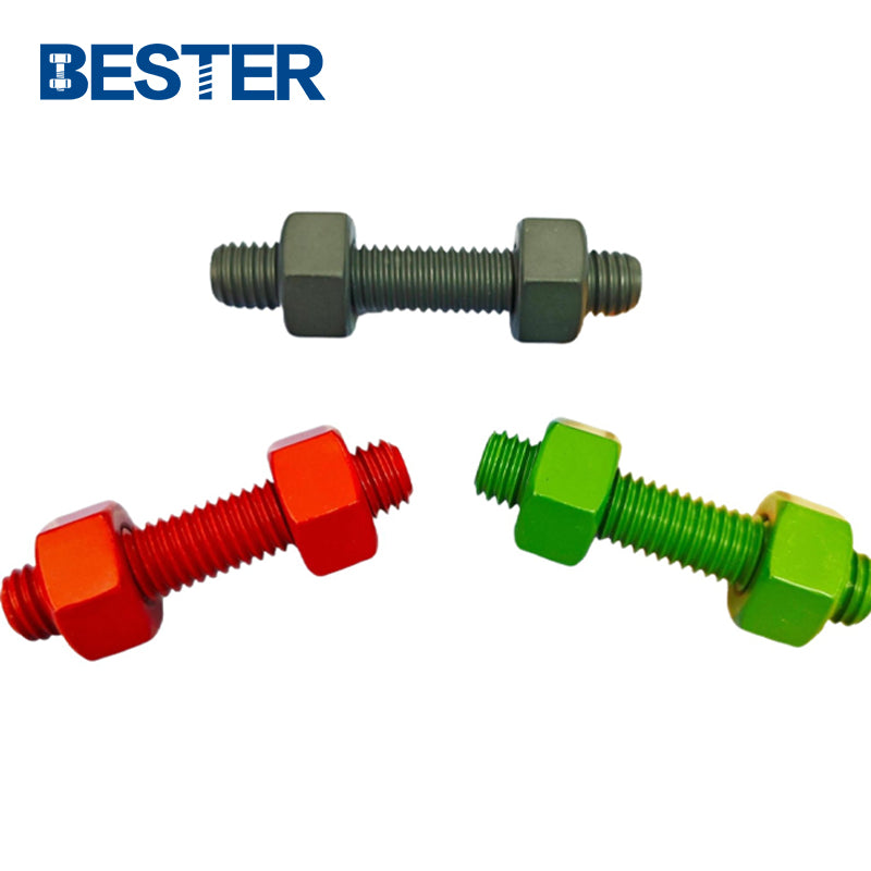 ASTM M6-M100 Customizable 5/16 Full Thread Alloy Steel  A193 B7 B7M A320 Gr. L7 L7M PTFE Teflon Coated Stud Bolts With Nuts Ptfe Coating Bolt