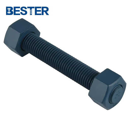 Bolt Fastener A320 L7 L43 Blue PTFE Coating Thread Xylane Stud Bolt with Heavy Hex Nuts