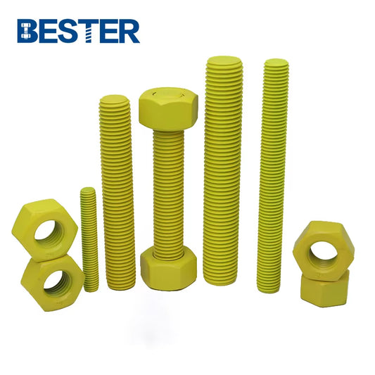 M16 M22 M24 M28 Full Thread ASTM A193 B7M PTFE Threaded Rod Stud Bolt With 2HM Nut