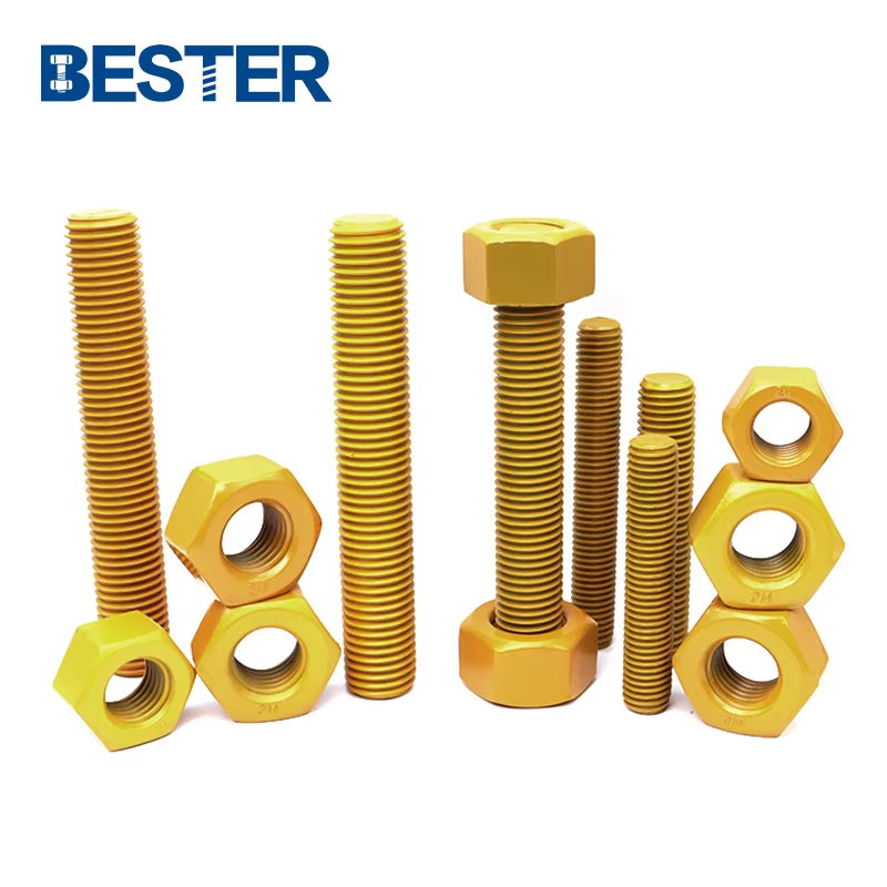 2025 Hot Sale ASTM A193 B7 Xylan  PTFE Coated Stud Bolt with Heavy 2H Nuts 2025 Hot Sale B7 Studs